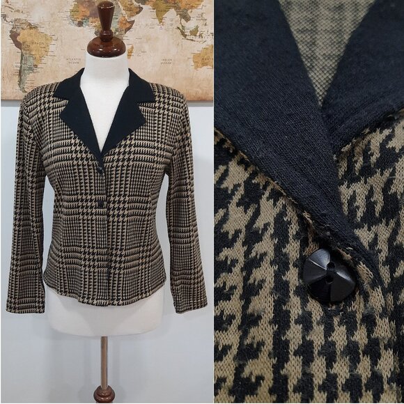 Vtg 90s houndstooth plaid blazer - Expressions brand - Picture 1 of 9